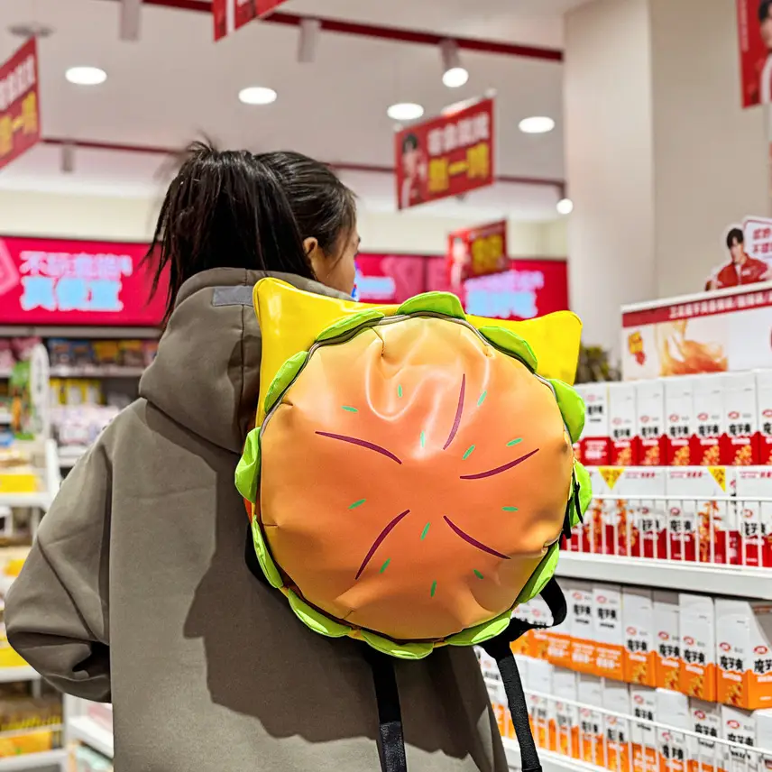 Ins New Popular Same Style Cartoon Cheese Cute Versatile Student School Bag Burger Large Capacity Multi-Layer Backpack — feature 45