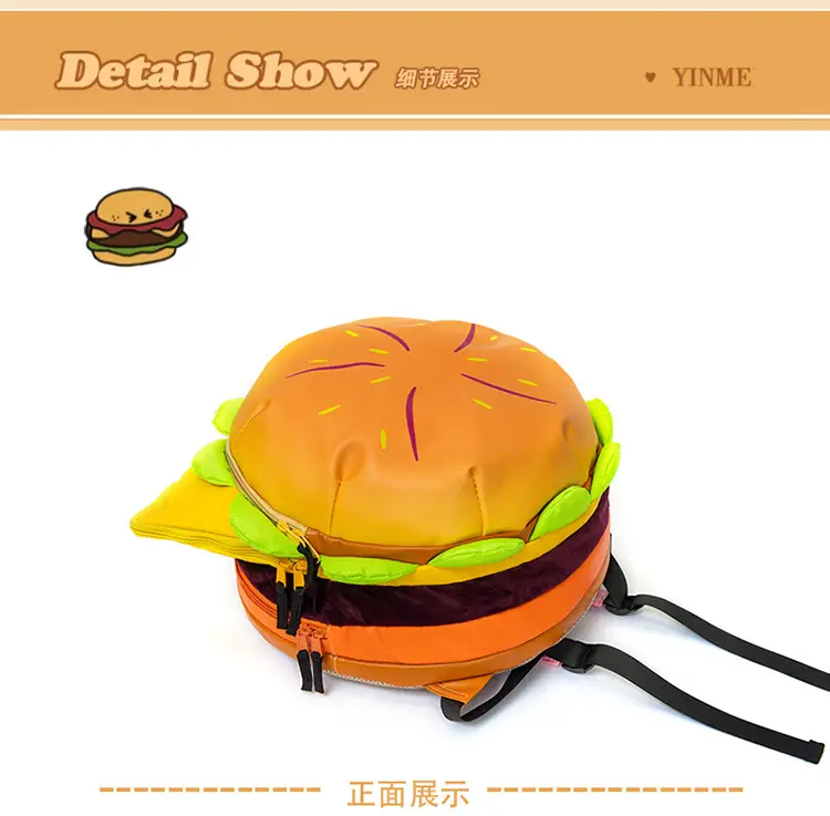 Ins New Popular Same Style Cartoon Cheese Cute Versatile Student School Bag Burger Large Capacity Multi-Layer Backpack — feature 6