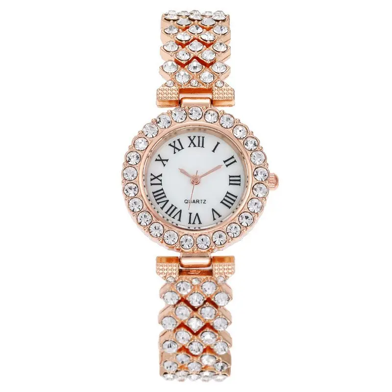 Women's Gold Diamond Watch with Roman Numeral