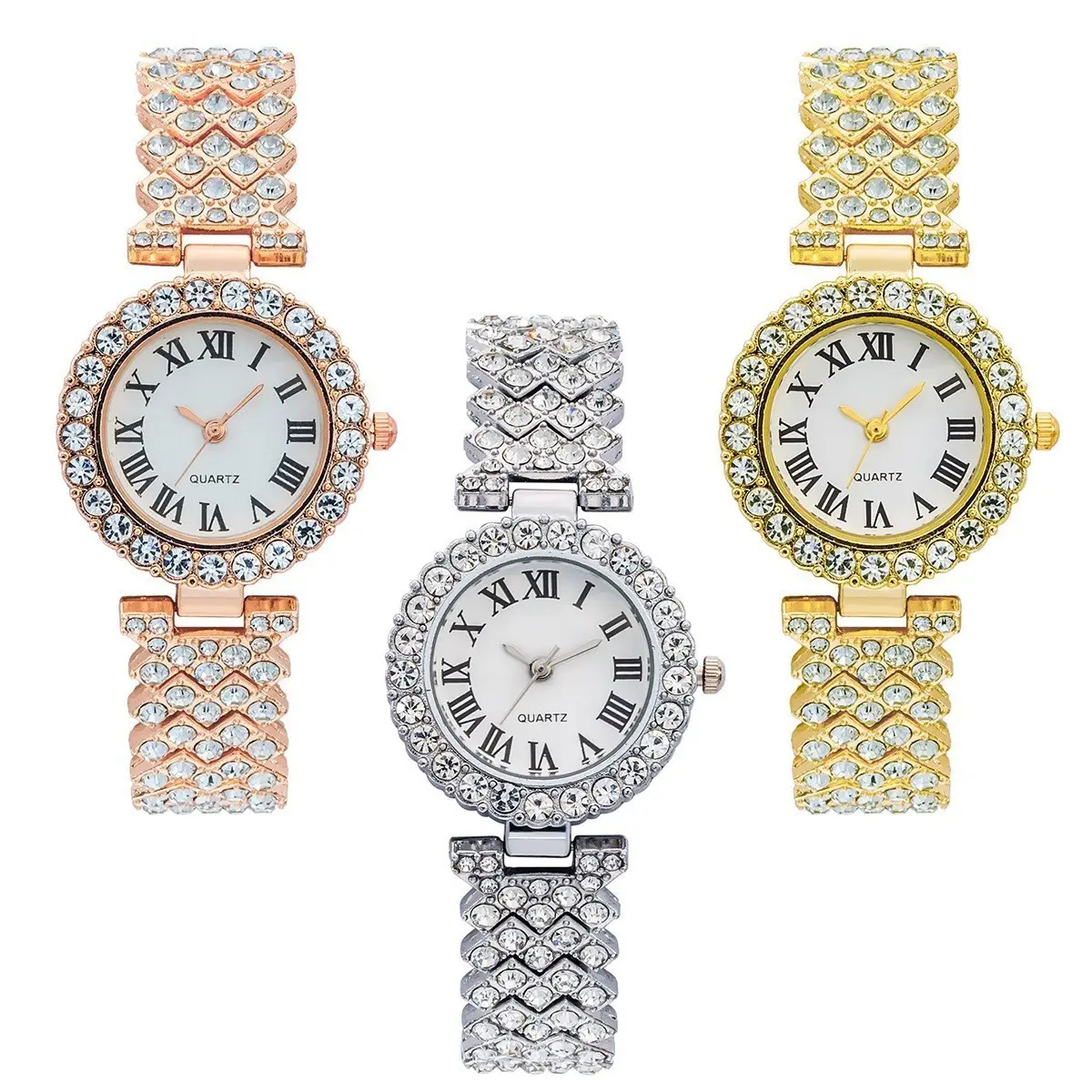 Women's Gold Diamond Watch with Roman Numeral — feature 6