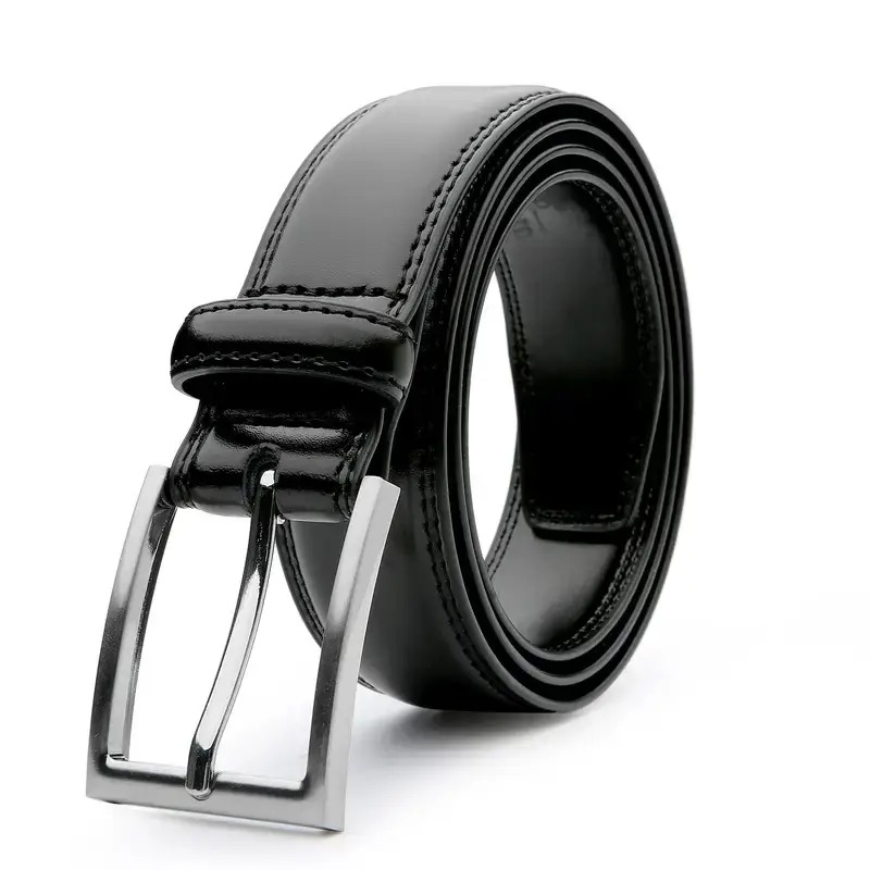 Men's Brown Leather Belt with Pin Buckle - Image 6