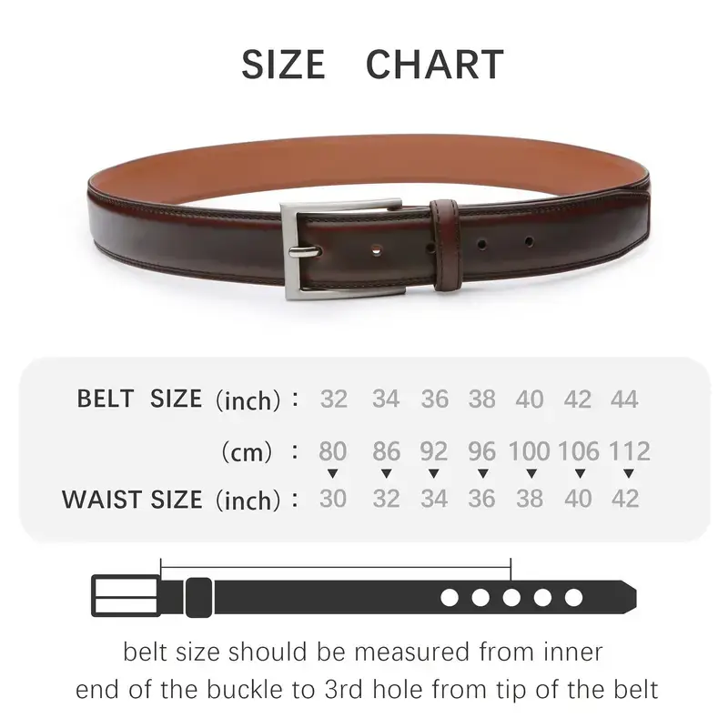 Men's Brown Leather Belt with Pin Buckle — feature 5