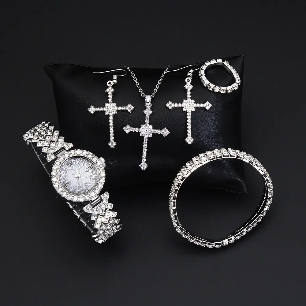 Women's Diamond Crown Watch Set with Earrings & Necklace - Image 4