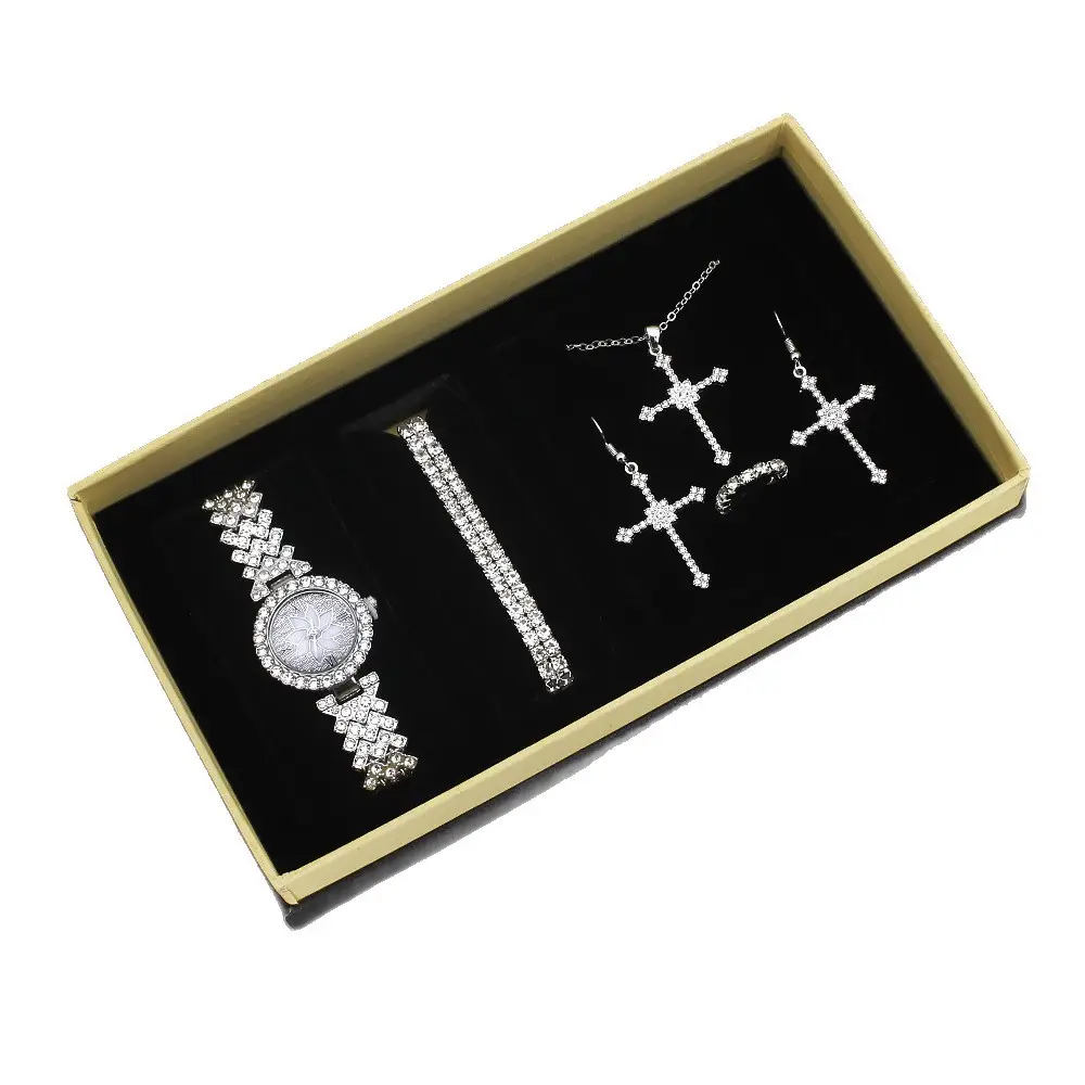 Women's Diamond Crown Watch Set with Earrings & Necklace - Image 5