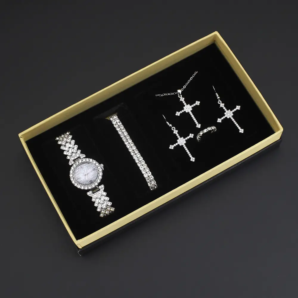 Women's Diamond Crown Watch Set with Earrings & Necklace — feature 6