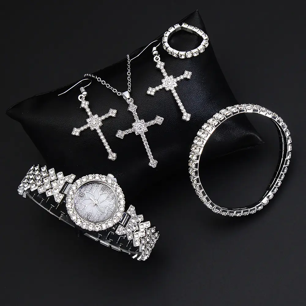 Women's Diamond Crown Watch Set with Earrings & Necklace — feature 8