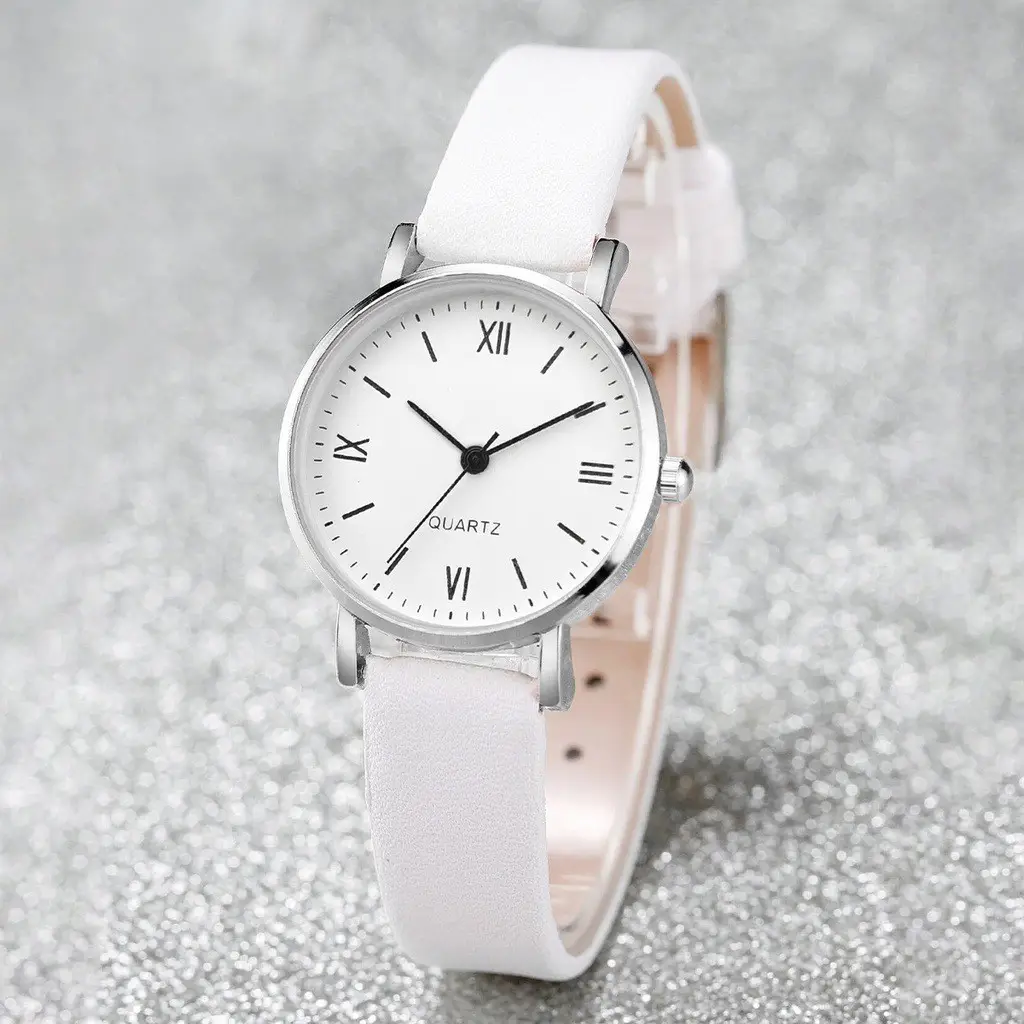 White Quartz Student Watch for Men Women - Image 5