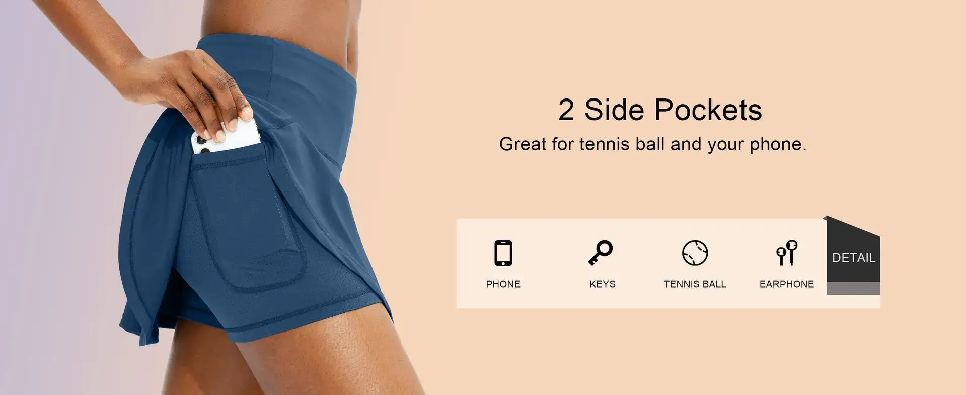 Women's Blue Pleated Belly Controlling Skirt — feature 1