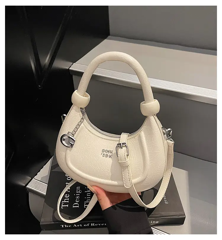 2025 Summer Retro Crescent Shoulder Bag Light Blue — feature 1