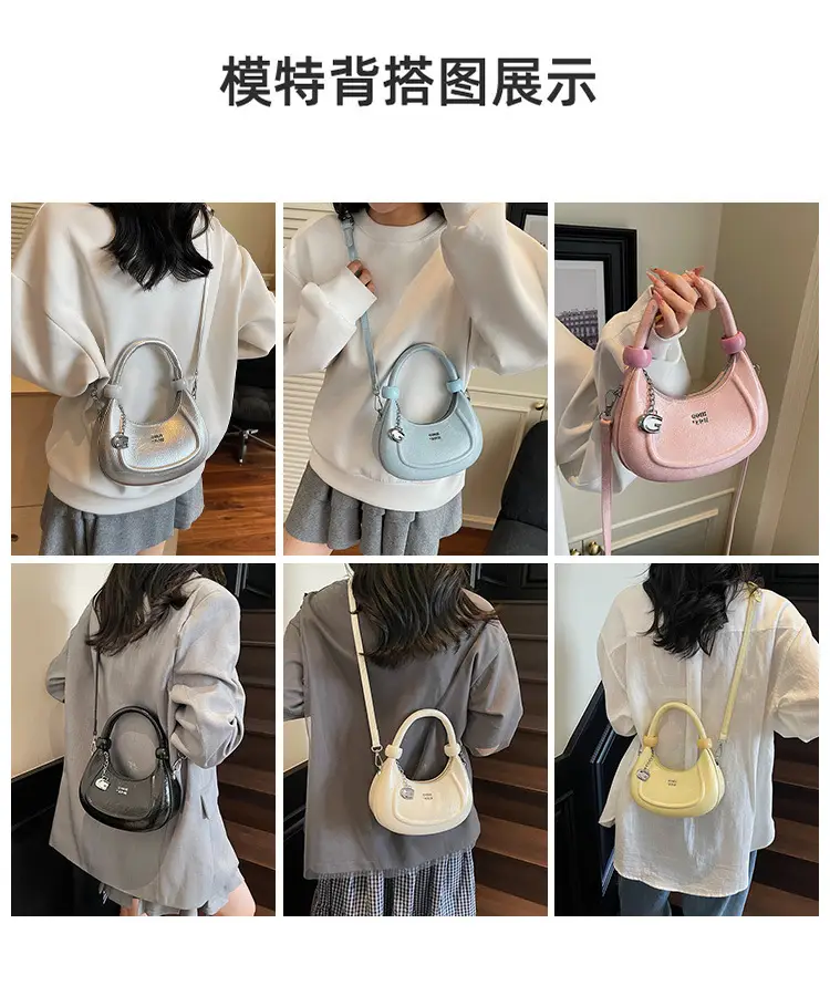 2025 Summer Retro Crescent Shoulder Bag Light Blue — feature 11