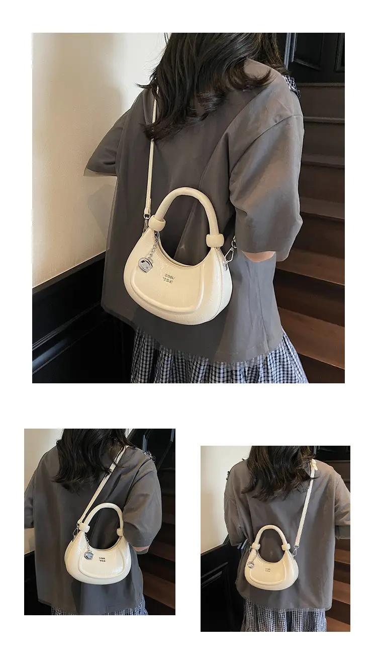 2025 Summer Retro Crescent Shoulder Bag Light Blue — feature 12