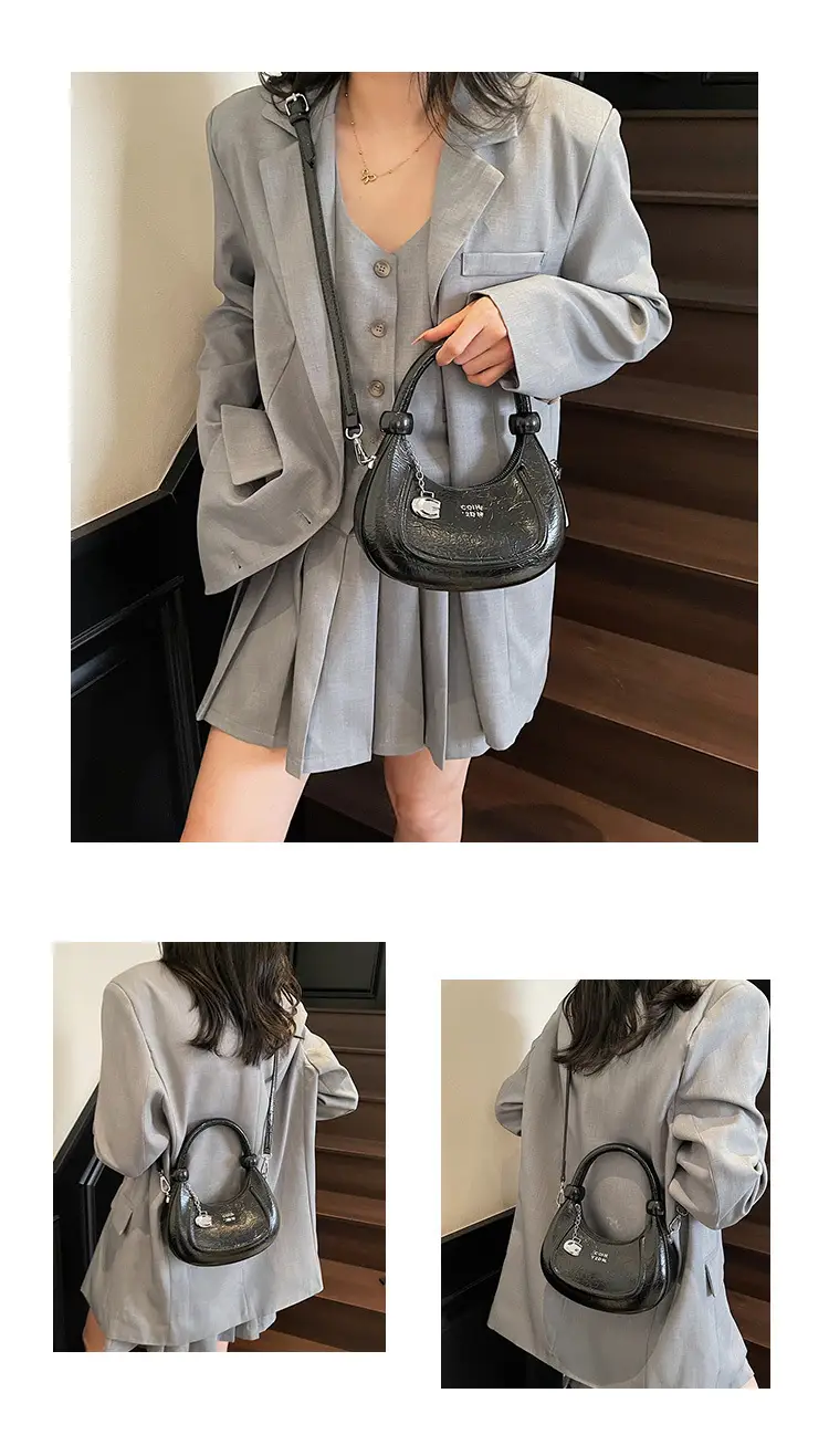 2025 Summer Retro Crescent Shoulder Bag Light Blue — feature 13