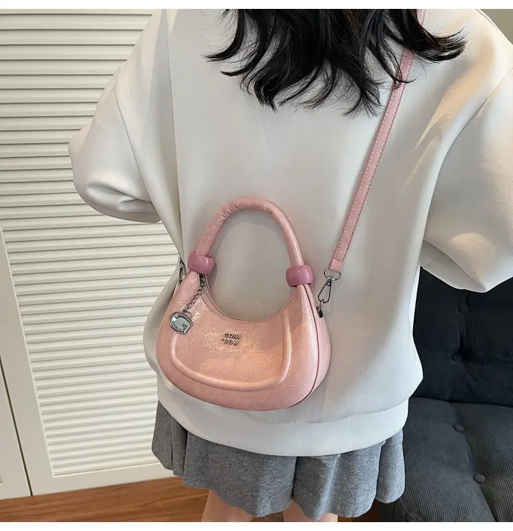 2025 Summer Retro Crescent Shoulder Bag Light Blue — feature 23