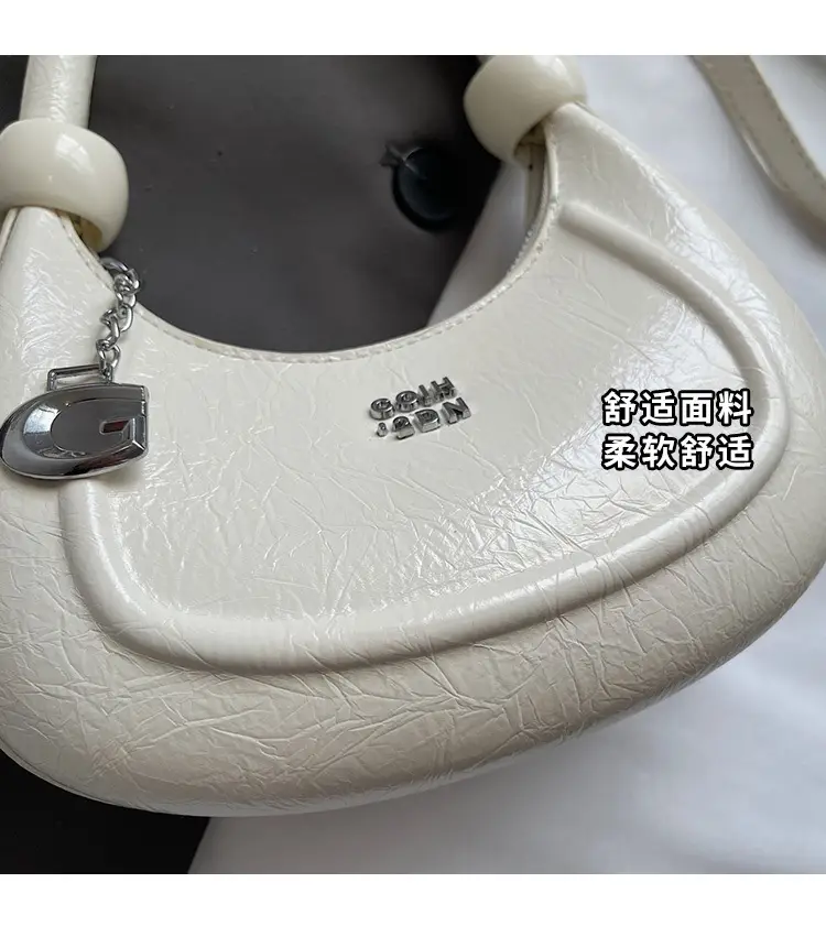 2025 Summer Retro Crescent Shoulder Bag Light Blue — feature 3