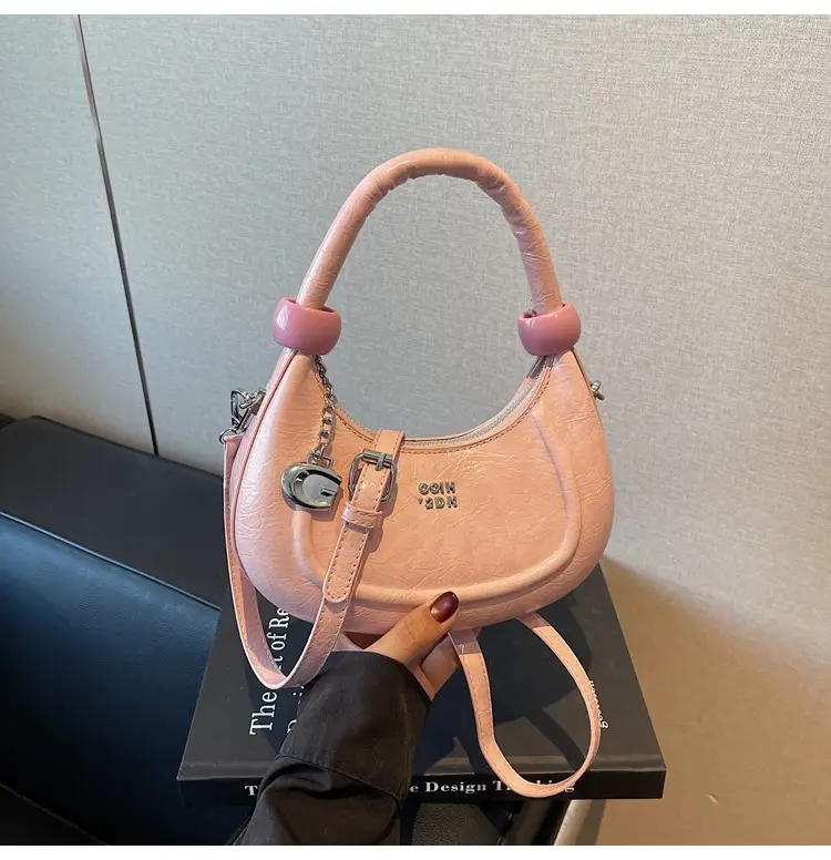 2025 Summer Retro Crescent Shoulder Bag Light Blue — feature 34