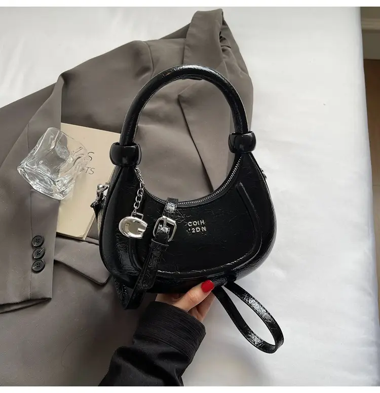 2025 Summer Retro Crescent Shoulder Bag Light Blue — feature 35