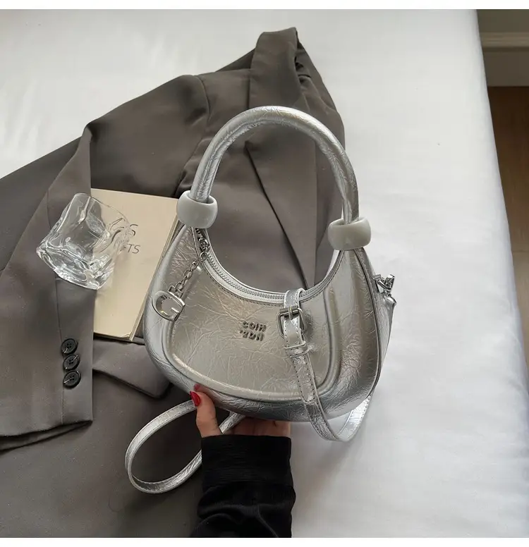 2025 Summer Retro Crescent Shoulder Bag Light Blue — feature 36