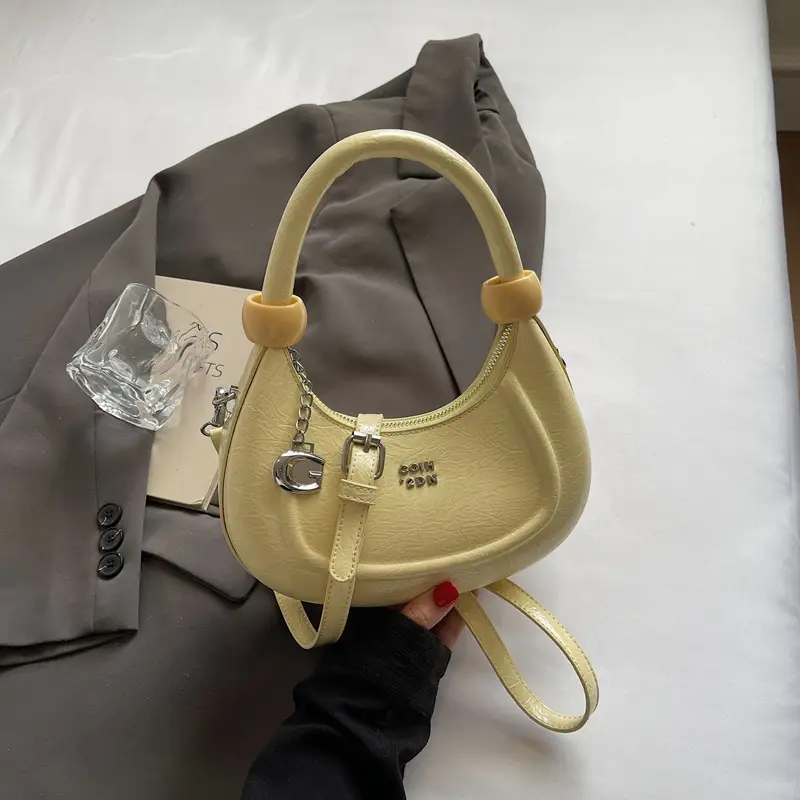 2025 Summer Retro Crescent Shoulder Bag Light Blue - Image 3