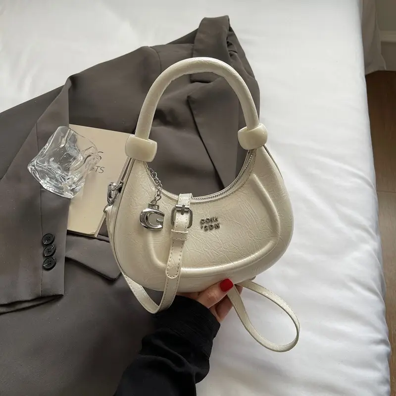 2025 Summer Retro Crescent Shoulder Bag Light Blue - Image 4