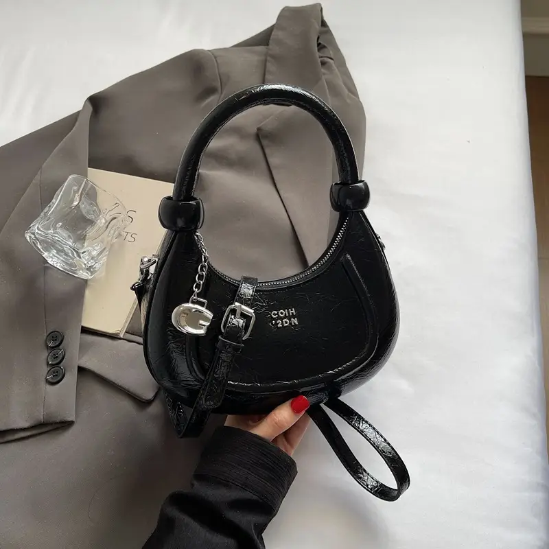 2025 Summer Retro Crescent Shoulder Bag Light Blue - Image 6