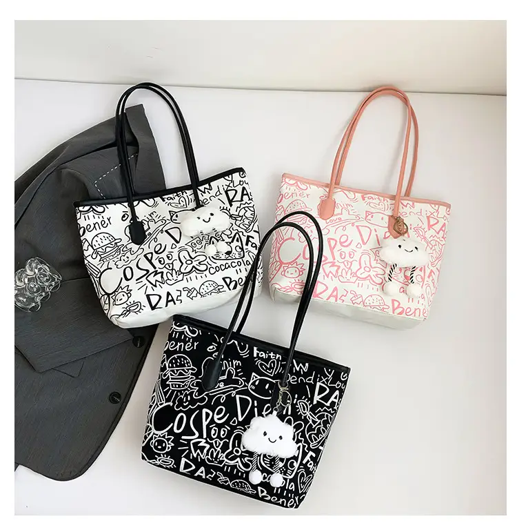 Women's Graffiti Canvas Shoulder Bags 2024 New — feature 8