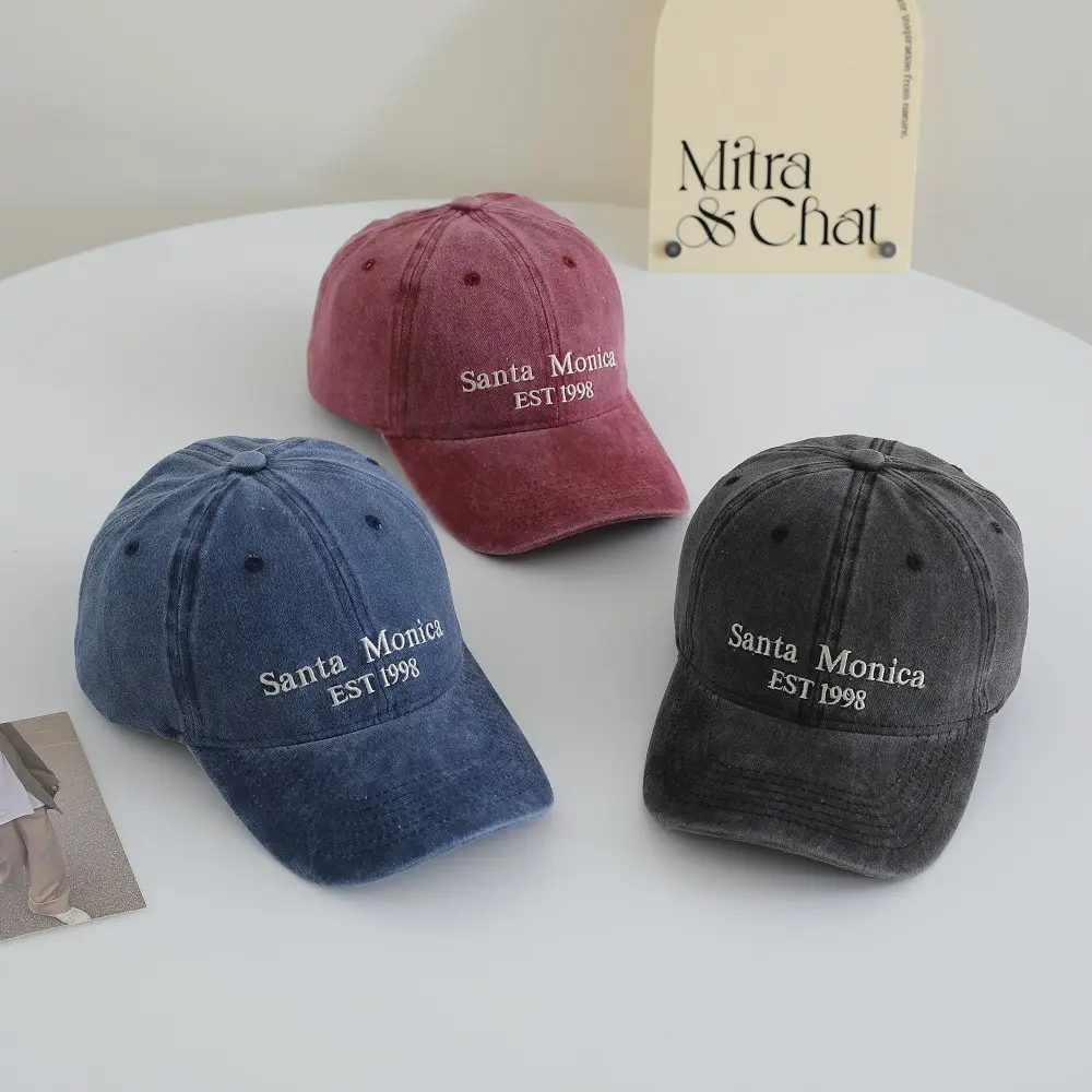 Santa Monica Embroidered Women's Maroon Cap - Image 8