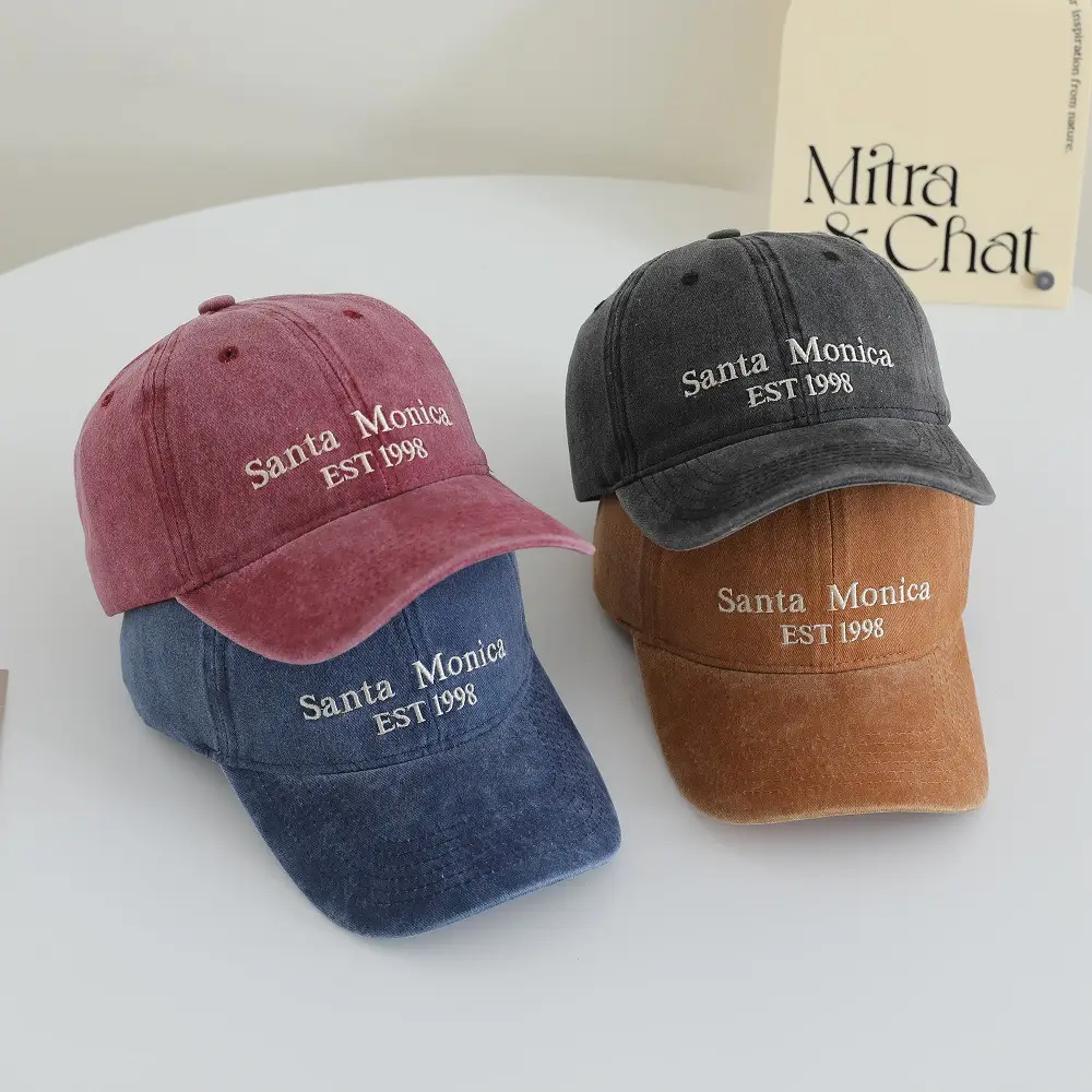 Santa Monica Embroidered Women's Maroon Cap - Image 9