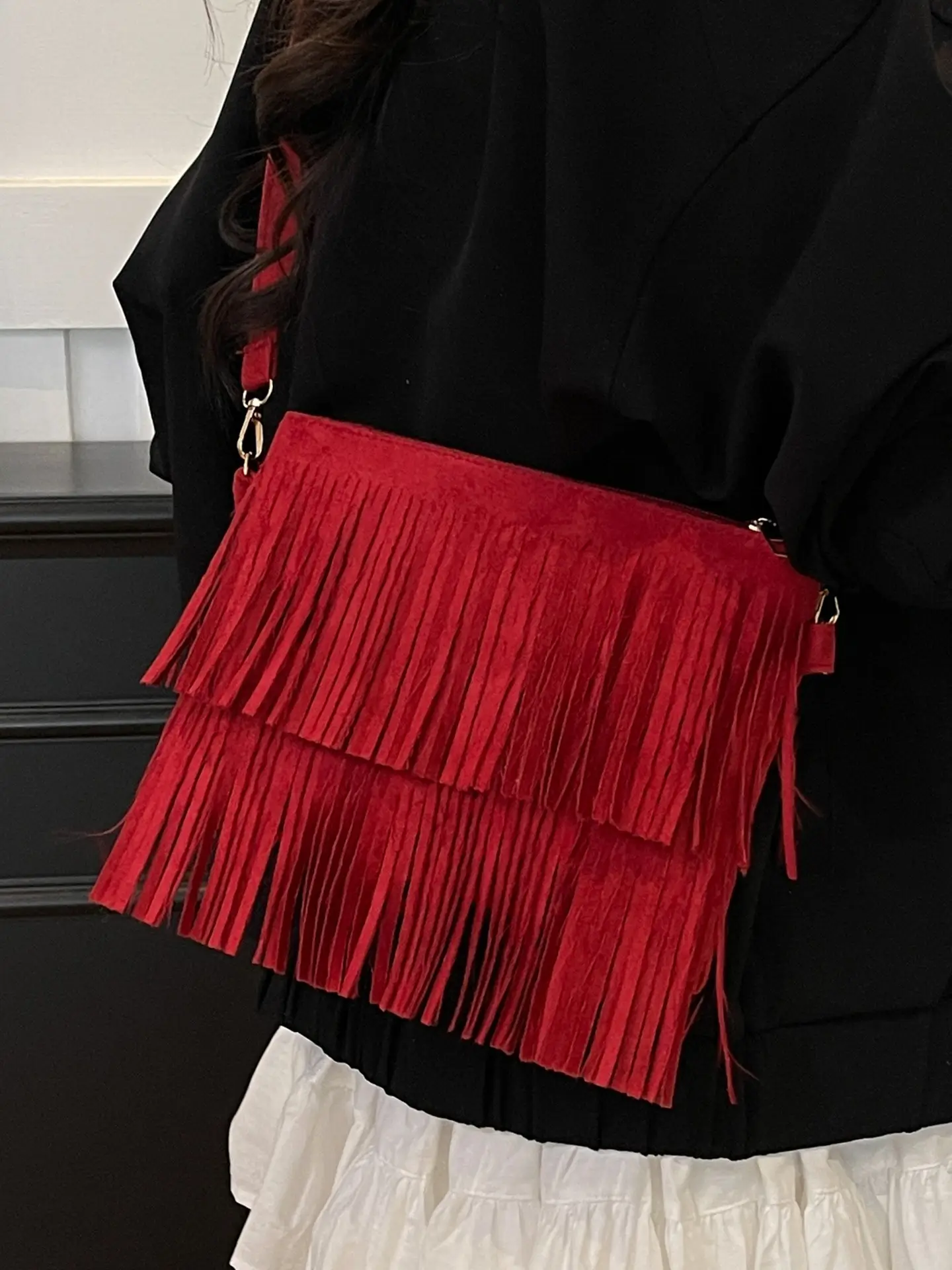 Red Tassel Crossbody Bag for Women - Image 8