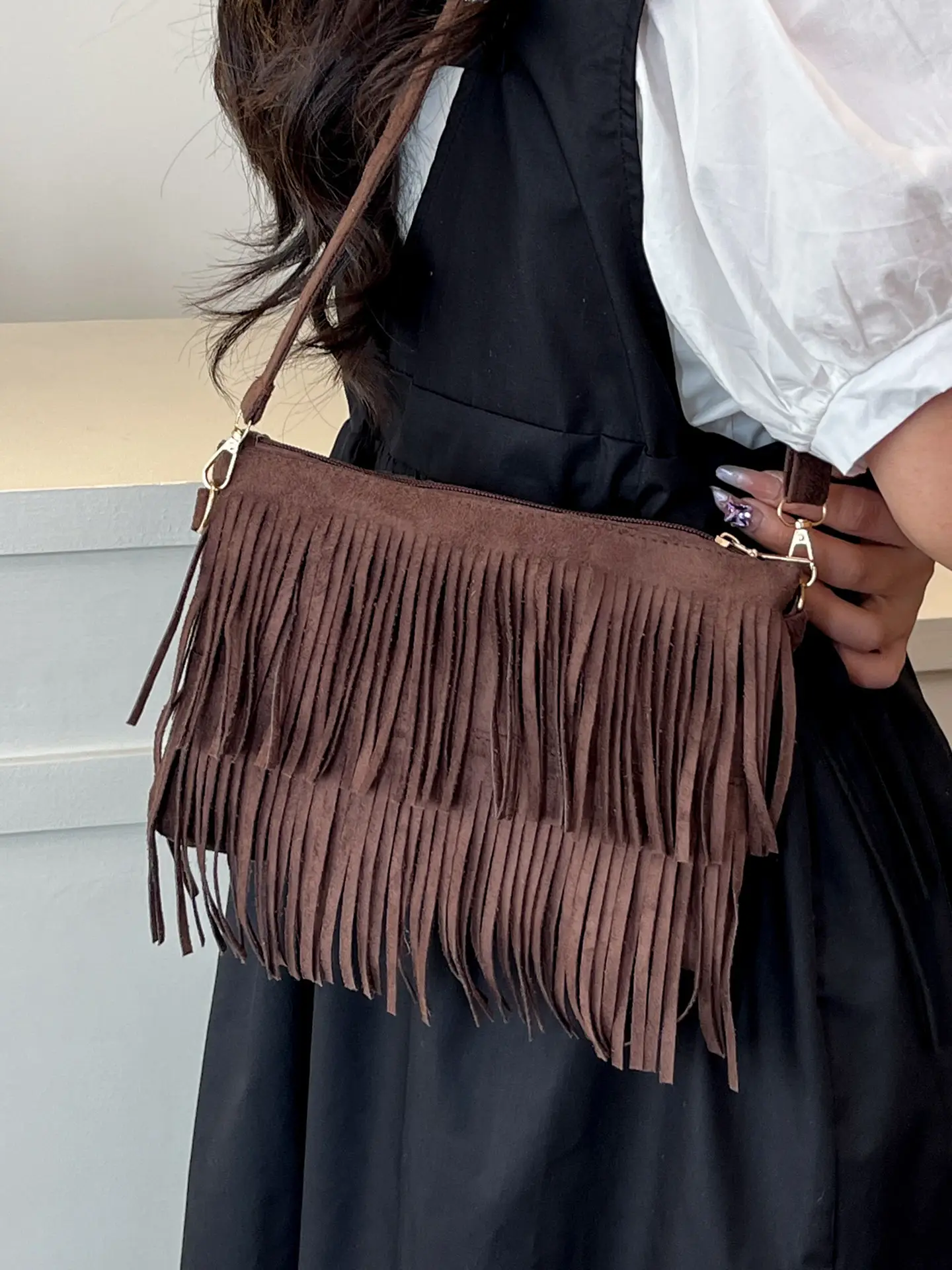 Red Tassel Crossbody Bag for Women - Image 9