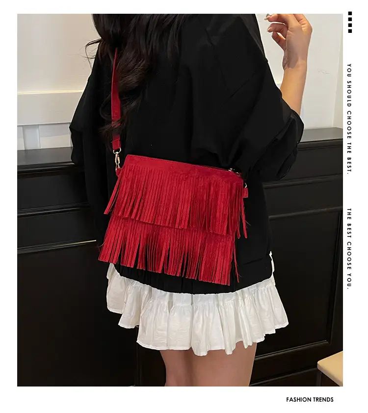 Red Tassel Crossbody Bag for Women — feature 1