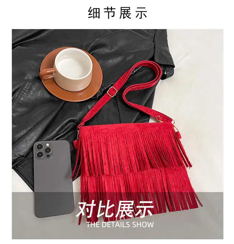 Red Tassel Crossbody Bag for Women — feature 5
