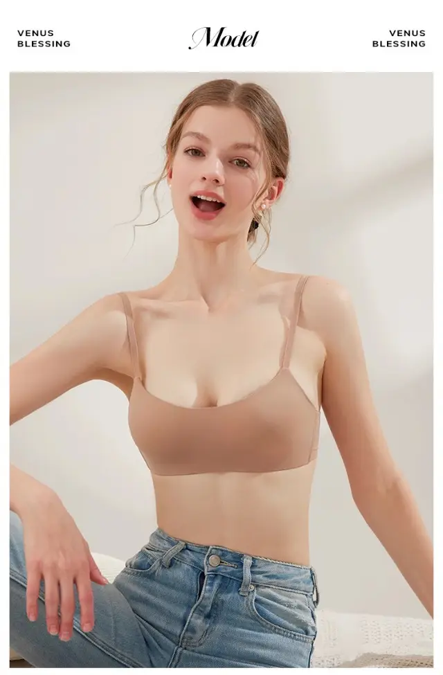 Liquid Foundation Intimates for Women, Invisible, Traceless, Small Breasts, No Empty Push-Up, Flat Chest, Low-Cut Bra, Half Cup, Thin Summer Breathable — feature 15