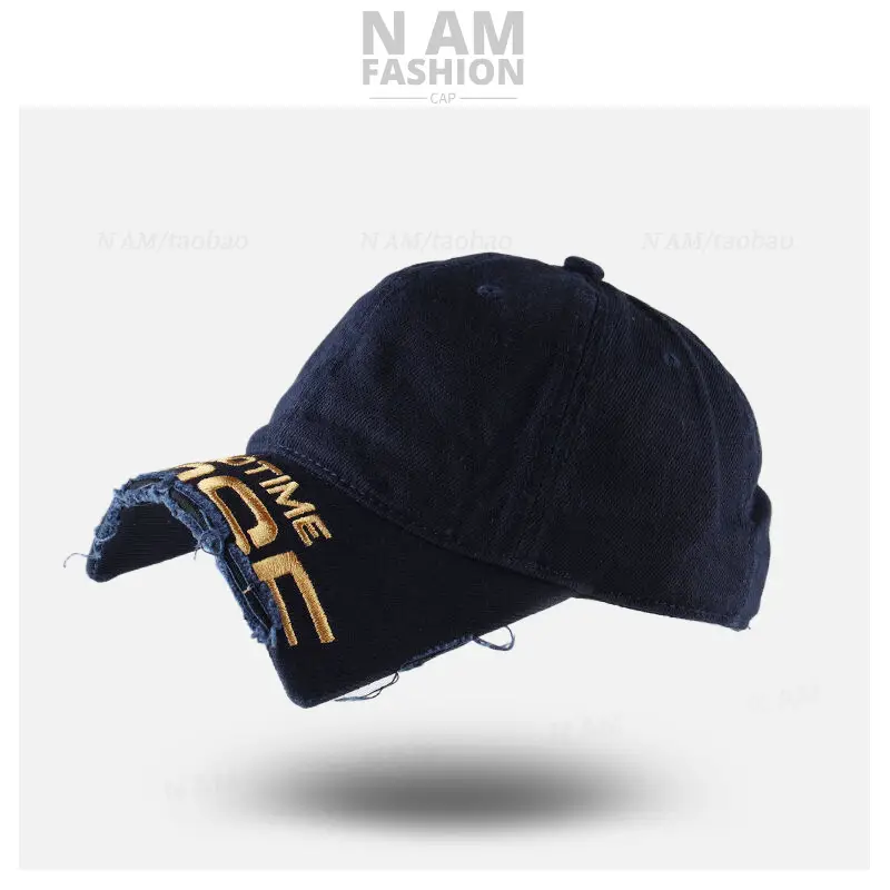 American Style Vintage Distressed Cap for Women with Embroidery