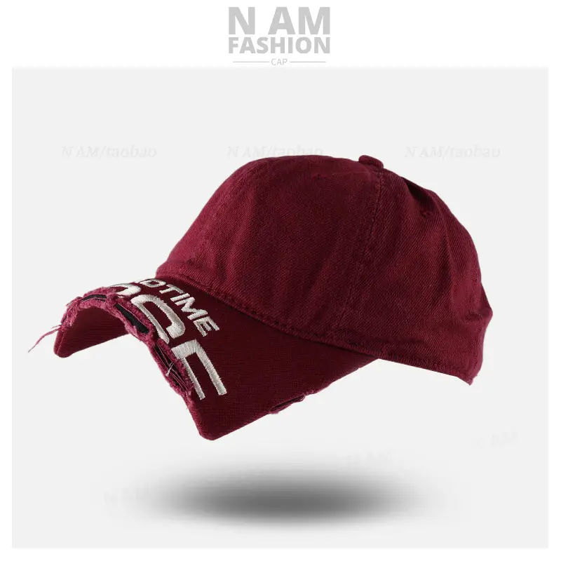 American Style Vintage Distressed Cap for Women with Embroidery