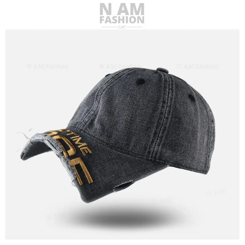 American Style Vintage Distressed Cap for Women with Embroidery