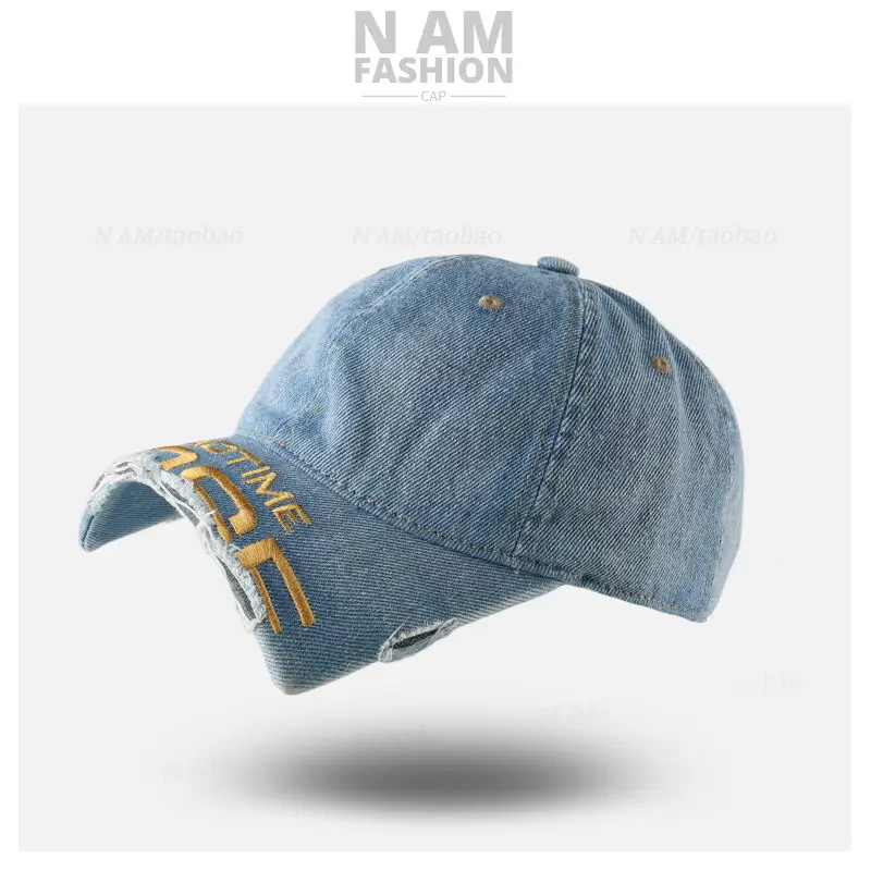 American Style Vintage Distressed Cap for Women with Embroidery