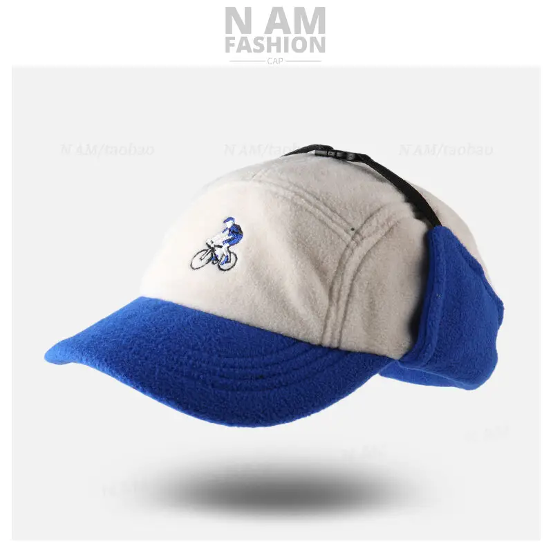 Trendy Blue Baseball Cap for Men Women Warm Ear Protection - Image 7
