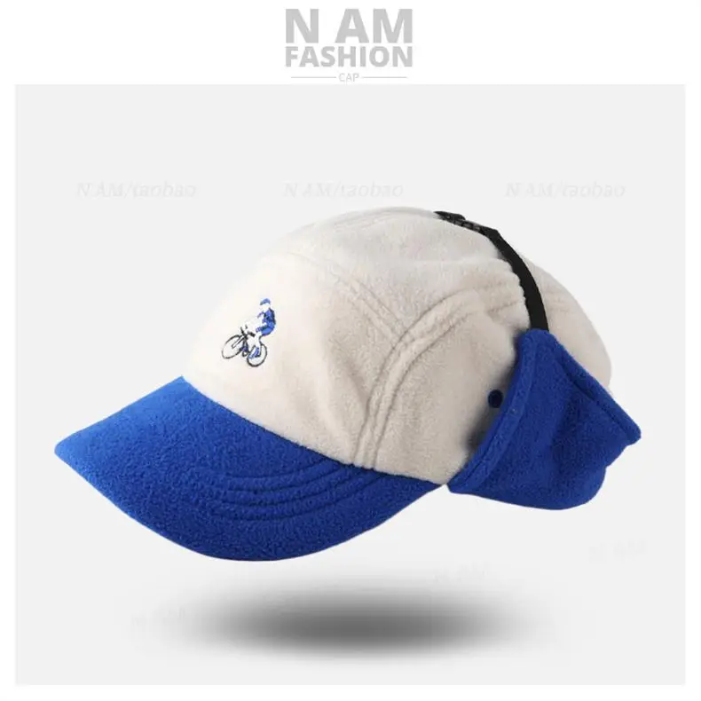 Trendy Blue Baseball Cap for Men Women Warm Ear Protection — feature 6