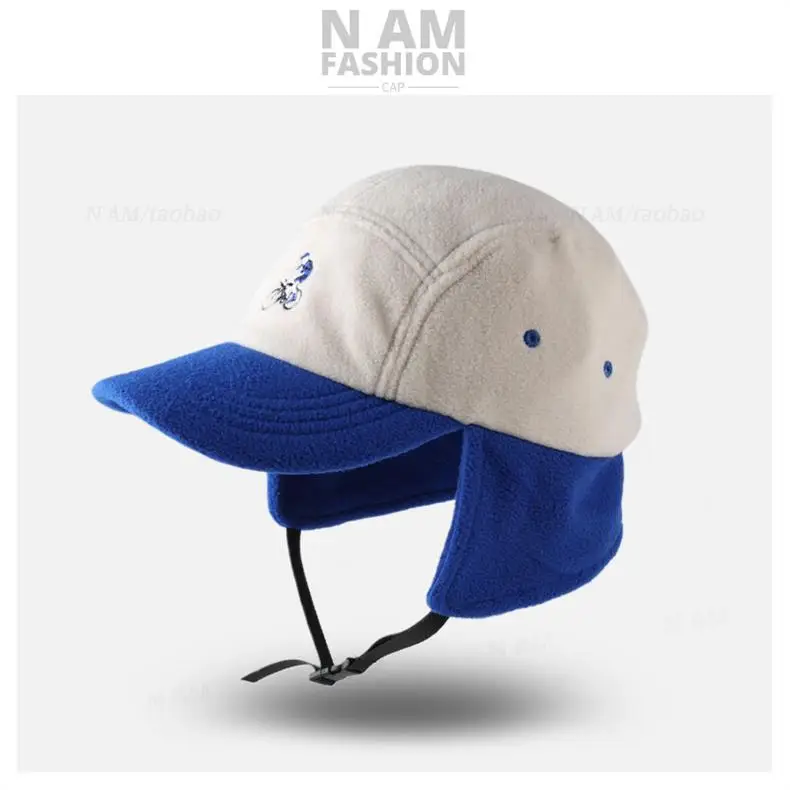 Trendy Blue Baseball Cap for Men Women Warm Ear Protection — feature 9