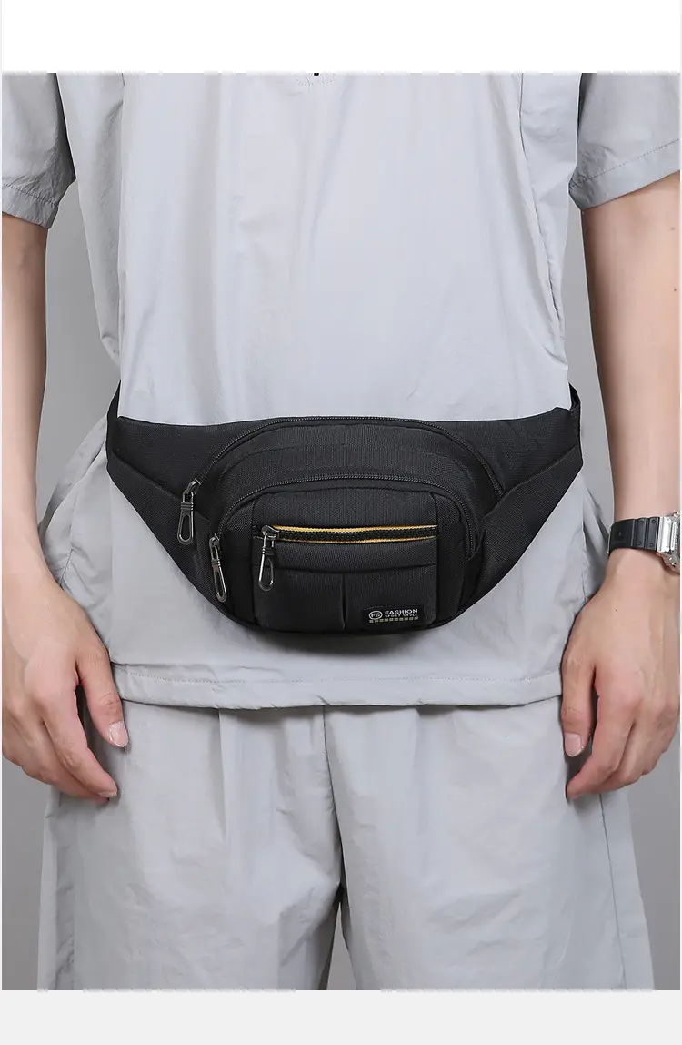Men's Multicolor Waist Bag with 4 Layers, Waterproof, Adjustable Strap — feature 28