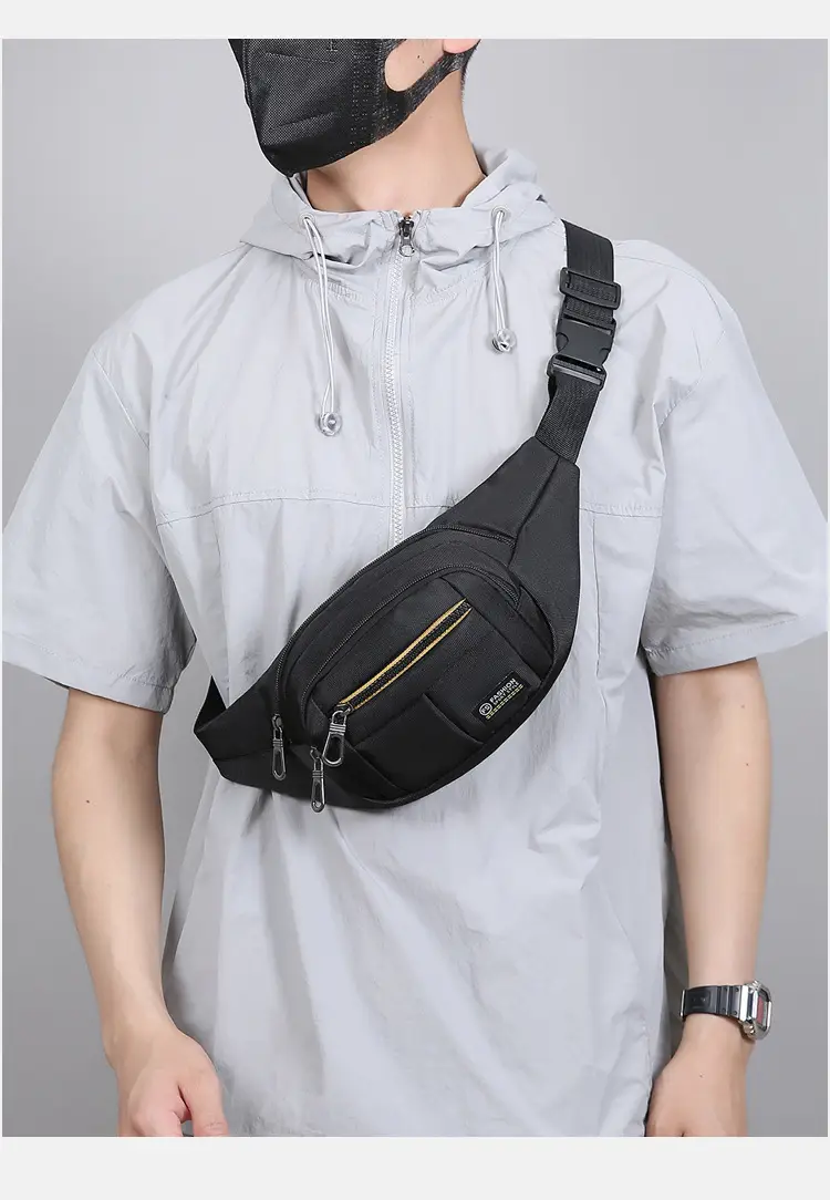 Men's Multicolor Waist Bag with 4 Layers, Waterproof, Adjustable Strap — feature 30