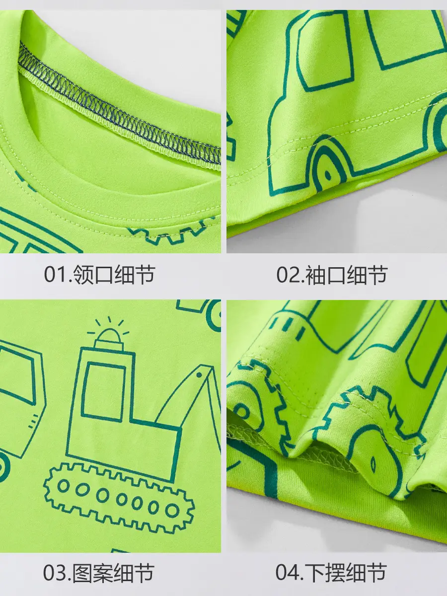 2025 Kids Cartoon Car T-Shirt Green Small Medium - Image 4