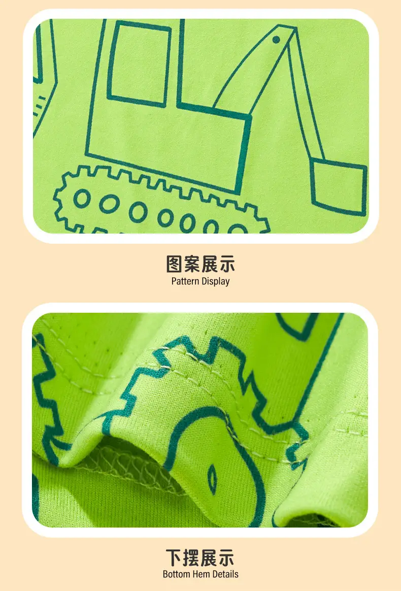 2025 Kids Cartoon Car T-Shirt Green Small Medium — feature 9