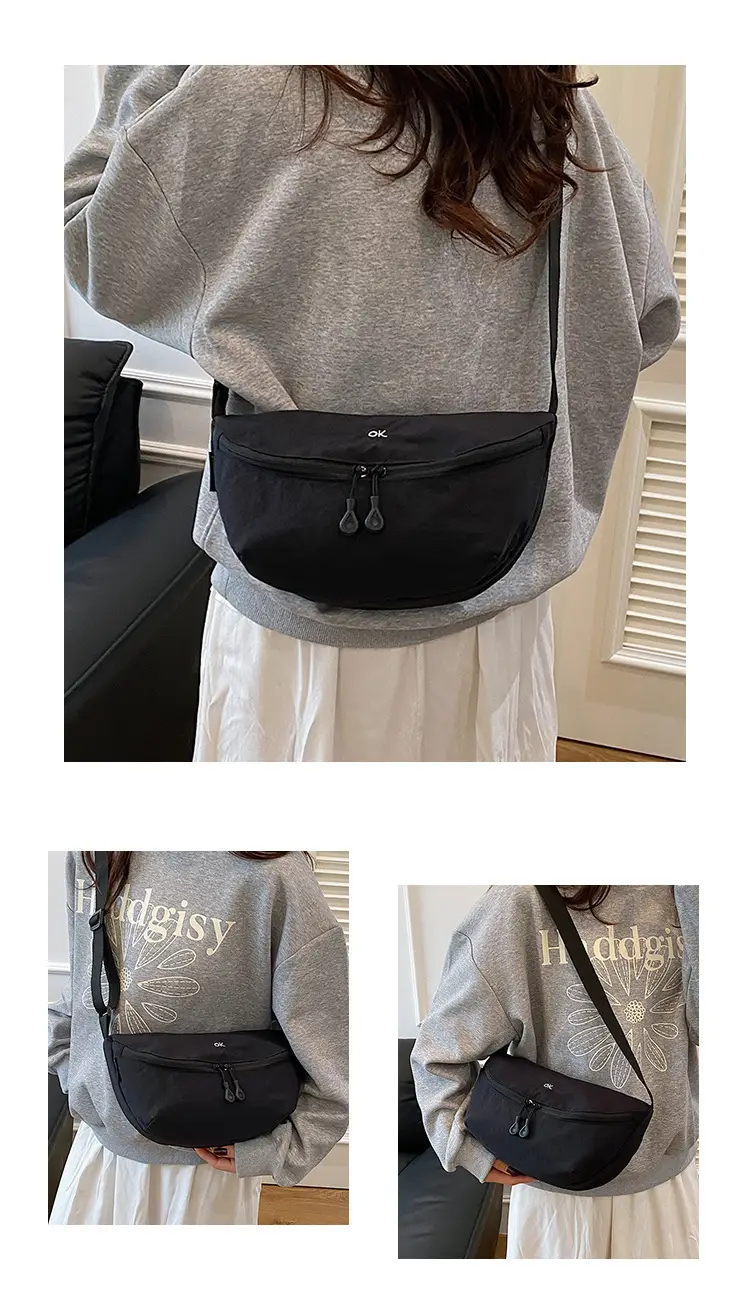 Lightweight Cloth Shoulder Bag Solid Green Casual Outdoor — feature 12