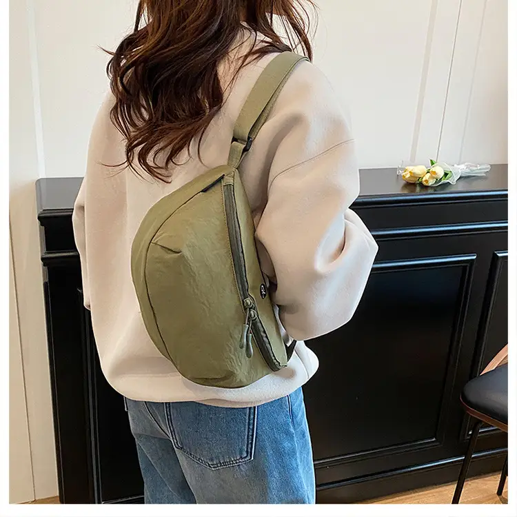 Lightweight Cloth Shoulder Bag Solid Green Casual Outdoor — feature 24