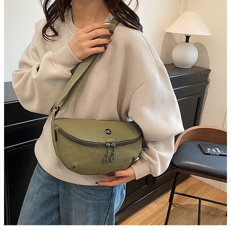 Lightweight Cloth Shoulder Bag Solid Green Casual Outdoor — feature 26