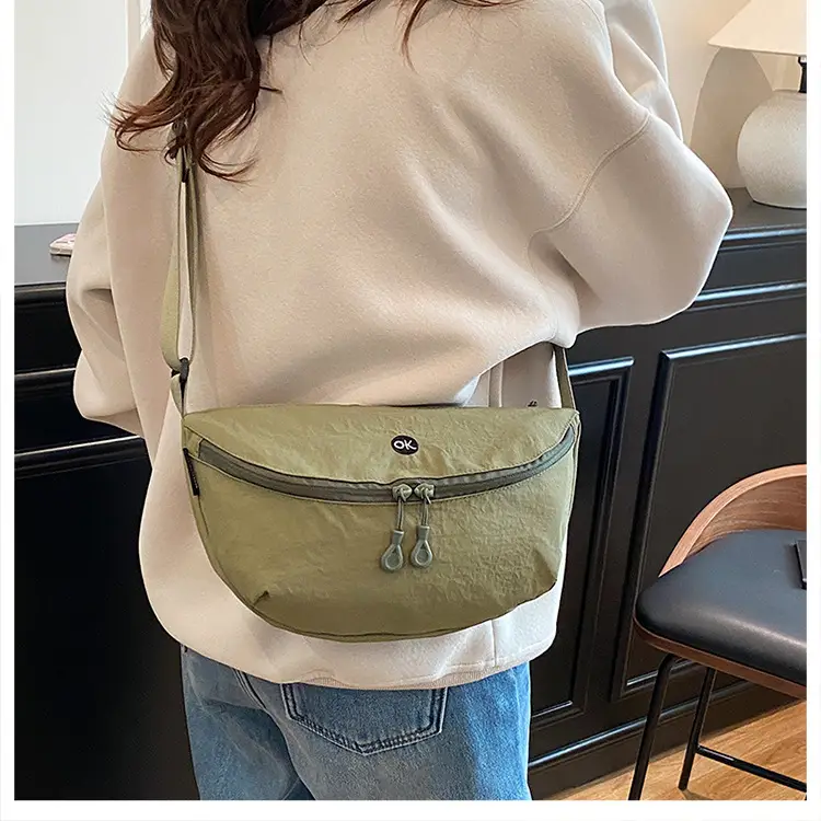 Lightweight Cloth Shoulder Bag Solid Green Casual Outdoor — feature 28