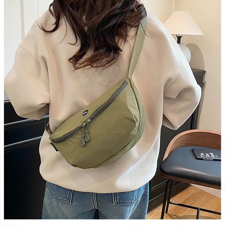 Lightweight Cloth Shoulder Bag Solid Green Casual Outdoor — feature 29