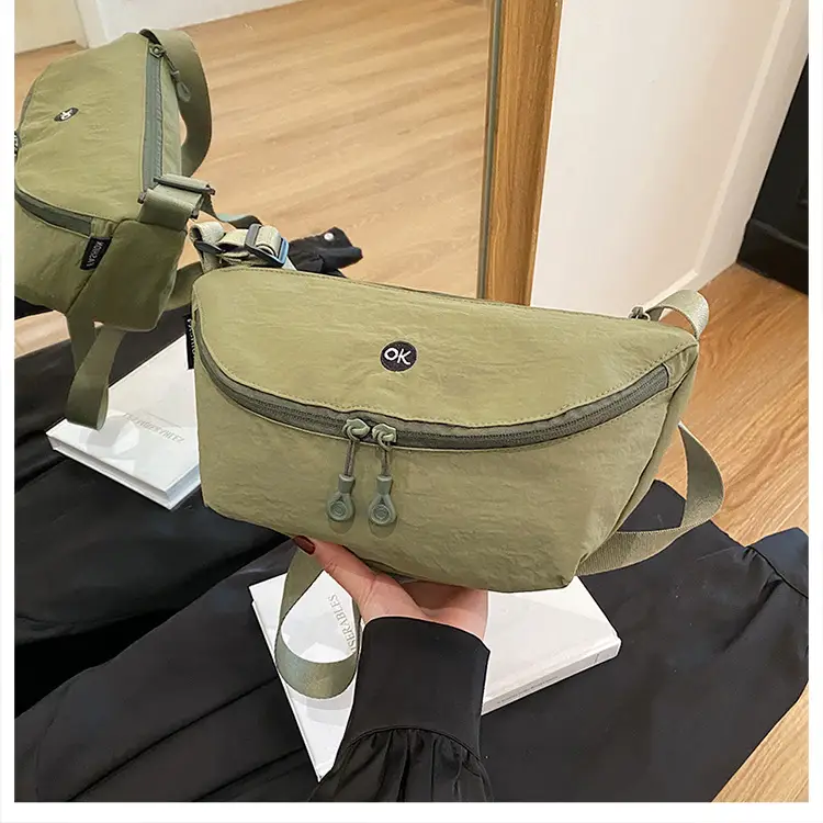 Lightweight Cloth Shoulder Bag Solid Green Casual Outdoor — feature 36