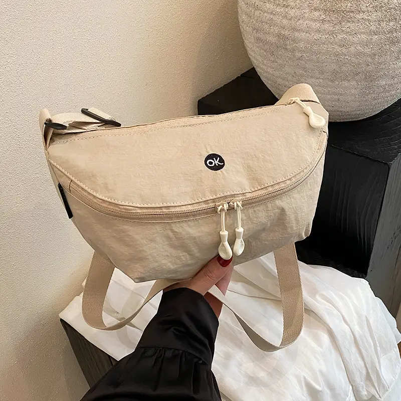 Lightweight Cloth Shoulder Bag Solid Green Casual Outdoor - Image 2